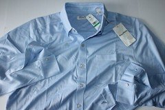 Tommy Bahama San Lucio Stretch Shirt Solid Blue LS Long Sleeve Island Zone New