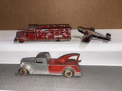 Tootsietoy Stake Truck, Tow Truck, Airplane.