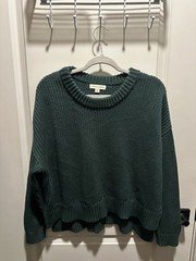 Tradlands Emerald Green Cotton Crew Neck Sweater, Size XS