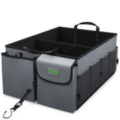 Trunk Organizer Collapsible MultiCompartment SUV Storage Adjustable Grey