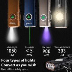 TrustFire Mini X3 1050LM LED Flashlight - Magnetic, UV & Laser Torch for EDC Use