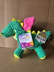 Trusty Pup Dog Toy Gentle Giant Squeak Green Dragon Plush Durable Chew Guard 