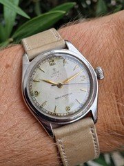 Tudor Oyster - Ref 7803 - Silver Waffle Dial - Manual - Steel - Beige Strap