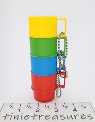 Tupperware Keychain Tupper Toy Mini Mug Cup Set New fun Prime colors