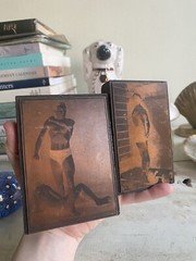Two Antique Bodybuilder Wrestler Boxer Strongman Circus Copper Printing Block