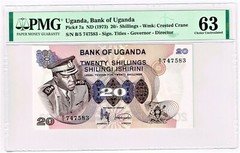 Uganda: 20 Shillings ND (1973) Pick 7a PMG Choice Uncirculated 63.
