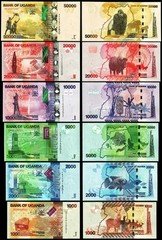 Uganda 6 Pcs UNC Set, 1000 2000 5000 10000 20000 50000 Shillings 2024 2025