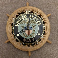 United States Navy Wall Clock With Navy Insignia Ship Wheel Hand Made Custom