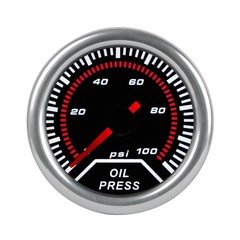Universal 2" 52mm Pointer White LED Oil Pressure Gauge Meter + Sensor Smoke Lens