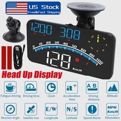 Universal Digital Speedometer GPS Car HUD Head Up Display MPH Overspeed Alarm 5"