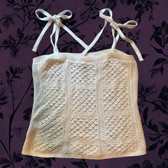 Universal Thread Womens White Solid Knit Cotton Cami Camisole Straps Bow S