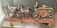 Unworking Broken Vintage Stage Coach Lamp & Clock-For Parts