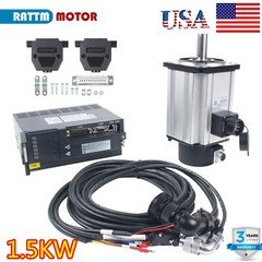 [US] 1.5KW 1500W AC Servo Motor 19mm Shaft 2500/3500rpm Drive Controller CNC kit