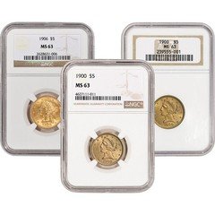 US Gold $5 Liberty Head Eagle - NGC MS63 - Random Date and Label