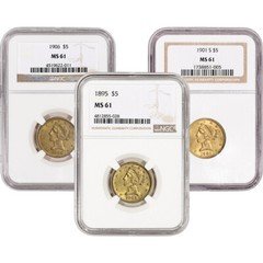 US Gold $5 Liberty Head Eagle - NGC MS61 - Random Date and Label