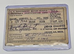 U.S. Government Marine 1962-1964 Motor Vehicle Operators Identification Card