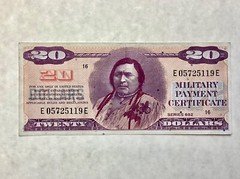 ~US MPC Military Payment Certificate $20 Series 692 - American Indian Chief