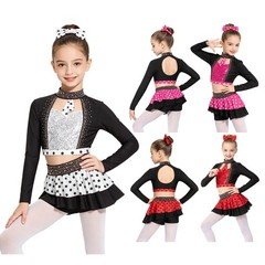 US YiZYiF Girls Jazz Dance Latin Hip-hop Top with Skirted Shorts Hairtie Set 