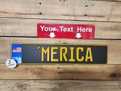USA - AMERICA, YELLOW ON BLACK, EURO STYLE, BMW, Custom European LICENSE plate