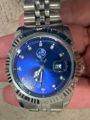 USA Blue Sunburst Crystal Dial