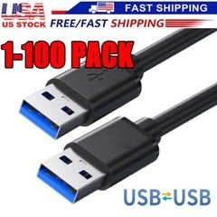 USB 3.0 A Male to A Male Cable Data Transfer Super Speed Power Charger Metal lot