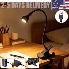 USB Reading Light Flexible LED Light Laptop Clip on Bed Desktop USA Black