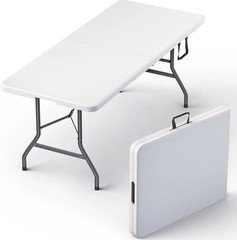 Used 3/3.5/4/5.5/6/8 Ft Plastic Folding Table Indoor/Outdoor Dining Party Use