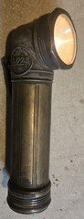 Used WW II Military Torch Lite Flashlight TL-122-A Brass Belt Clip Signal Button