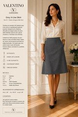 Valentino Grey A-Line Skirt Size M – Classic Designer Midi Skirt