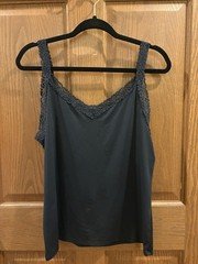 Vanity Fair 17166 Perfect Lace Spin Camisole With Lace Black 2XL Lingerie