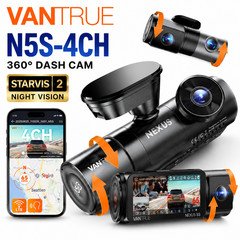 Vantrue N5S 4 Channel 360 Degree Dash Cam Night Vision Front Rear Inside Dashcam