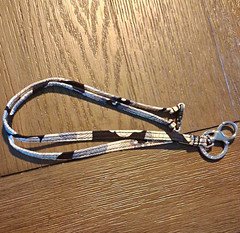 Vera Bradley Wristlet Lanyard Keychain Detachable Clip, Black White Geometric
