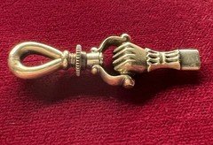 Victorian 14k Gold Hand Fist Swing Screw Dog Clip Clasp for Watch Chain Antique