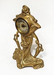 Victorian Edwardian Art Nouveau Victorian Gold Antique Desk Clock FREE SHIPPING