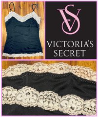 Victoria's Secret Black Champagne Camisole Tank Top w/Lace - Size SMALL