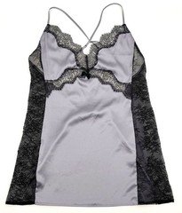 Victoria’s Secret Lace Trim Chemise Size Large Lavender Black Nightgown NWT
