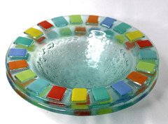 Villeroy Boch Twist Alea Vitrum Fused Glass Bowl Set 2 Multi Color Mosaic 7"