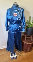 Vintage 1940’s Japanese Mt Fuji Blue Embroidered Lounge 5 Piece Set