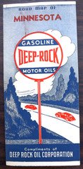 VINTAGE 1940s MINNESOTA DEEP ROCK OIL ROAD MAP MOTOR GAS STATION