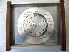 Vintage 1969 Verichron Executive World Time Desk Top Clock Teak Aviation - Works