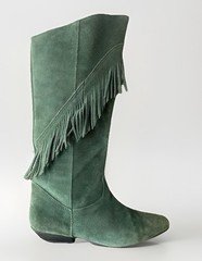 Vintage 1980’s Gianni Green Suede Fringe Boots Made In Spain Women’s Size 8.5