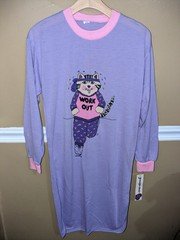 Vintage 1980's Jennifer Dale Cat Pajamas Nightgown New Size Small/Medium 