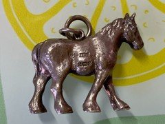 Vintage 1981 Sterling Silver Shire Horse Pocket Watch Fob Pendant RE Porter 925