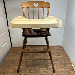 VINTAGE 1983 Fisher Price Wooden High Chair With Tray RARE Made In USA