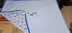 Vintage 2002 Gymboree Baby Blanket Blue Racing Race Car Dogs Bunnies