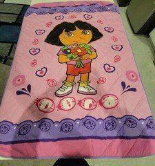Vintage 2005 Dora The Explorer  toddler/crib comforter by Nick Jr 58x39 Inches