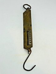 Vintage 25 lb Hanging Spring Scale Brass Fish Game Farm Hook Weight