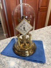 Vintage 50's Schatz 400 Day Diamond Dial Anniversary Clock German, No Key