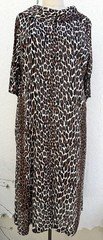 Vintage 60s Cheetah Midi Robe Leopard Funnel Collar A-line Zip Front Sz S/M