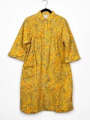 Vintage 70s 80s Models Coat Paisley House Dress Duster Yellow USA Size 12